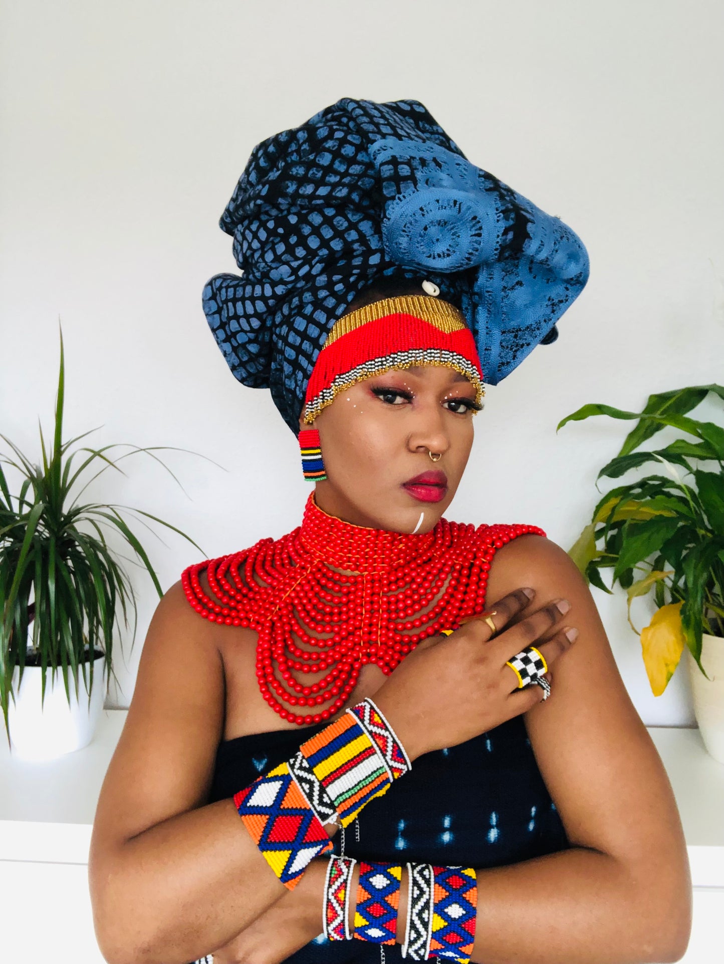 African red Statement neckpiece