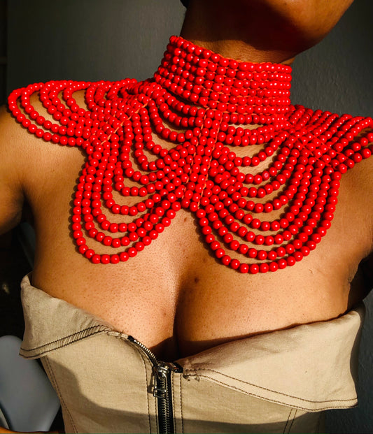 African red Statement neckpiece
