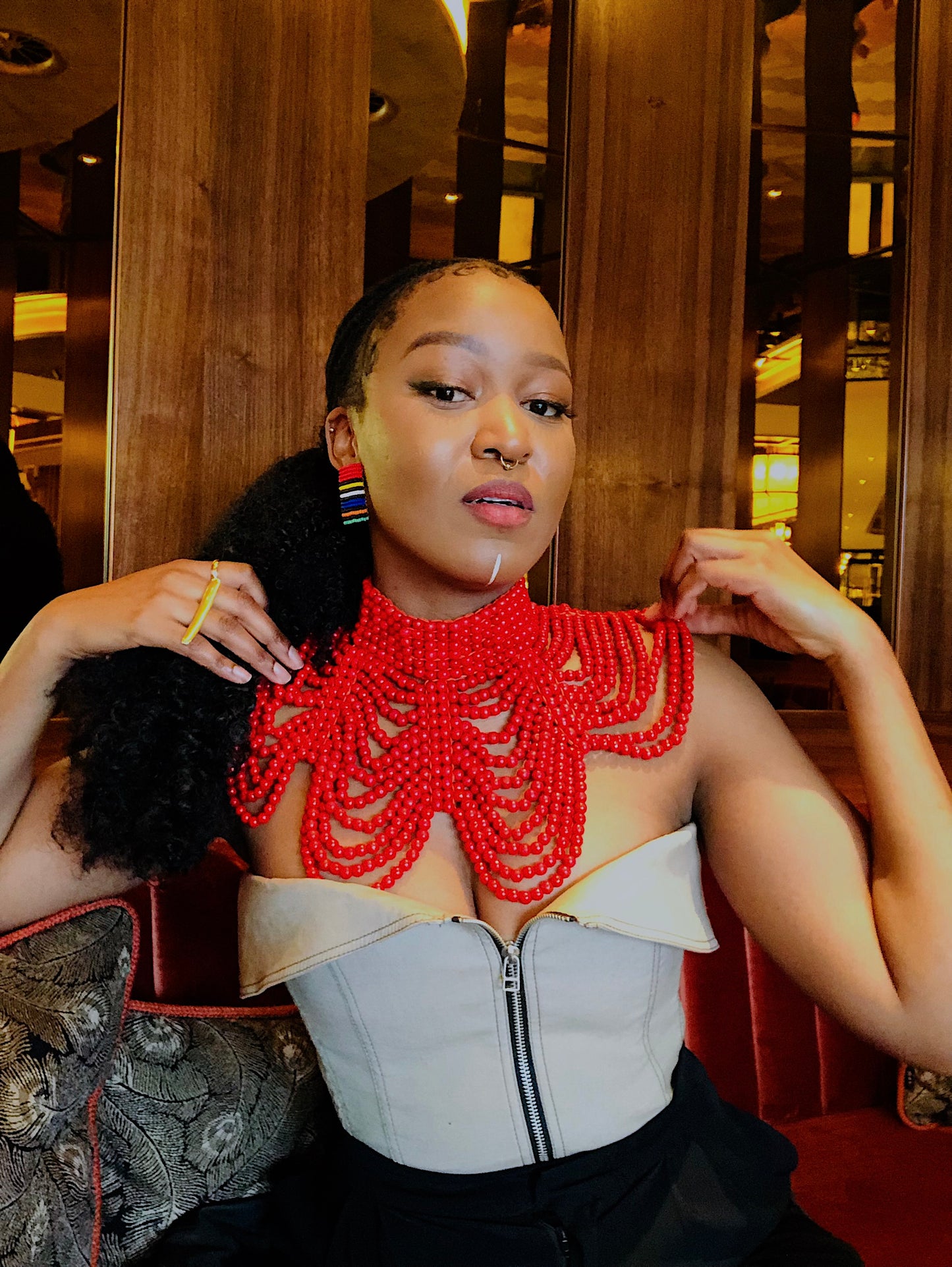African red Statement neckpiece